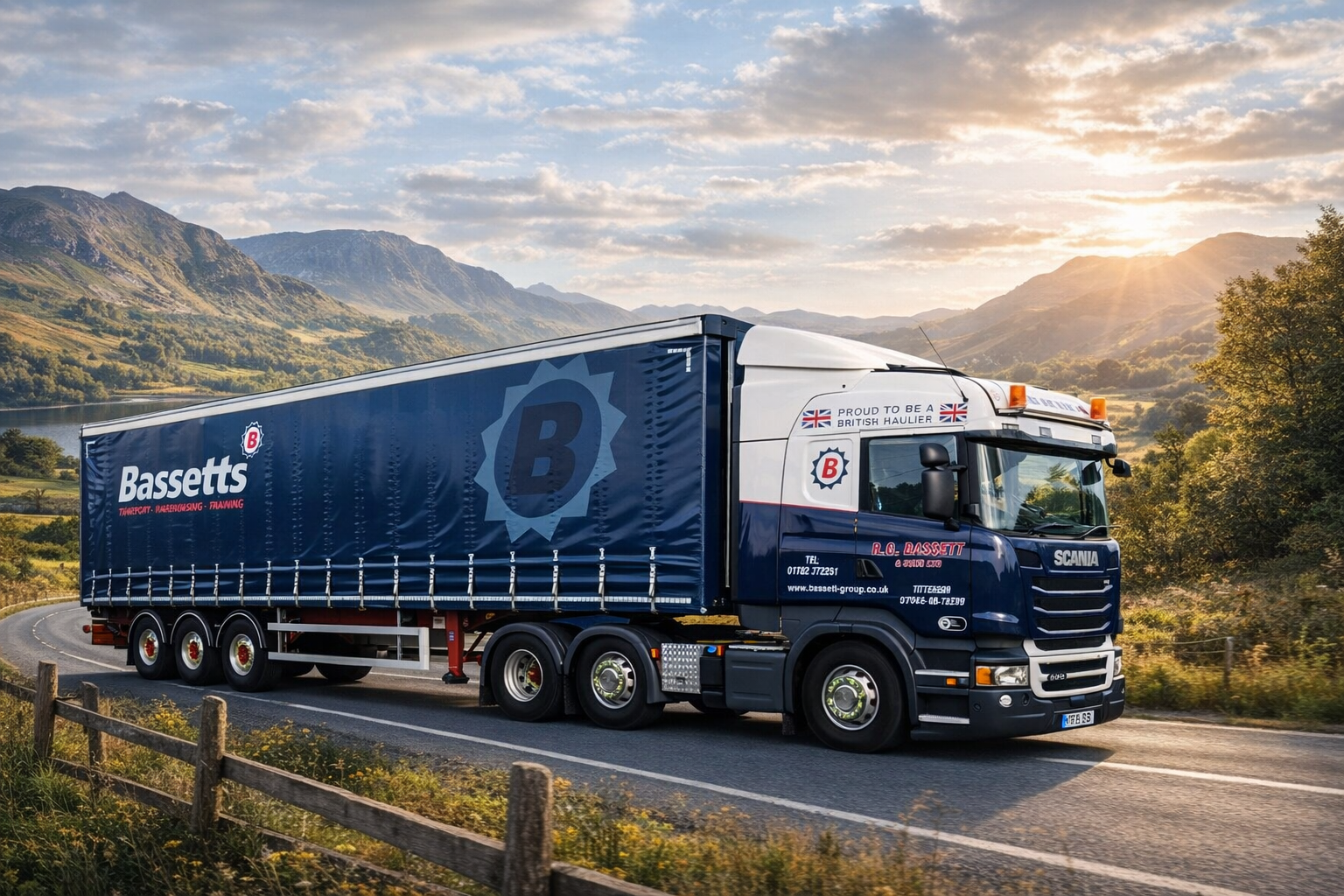 An RG Bassett & Sons full-load haulage vehicle on the road